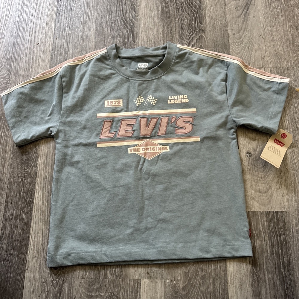NWT Levis Original‎ Explorer T Shirt Youth Size S Gray  Tee